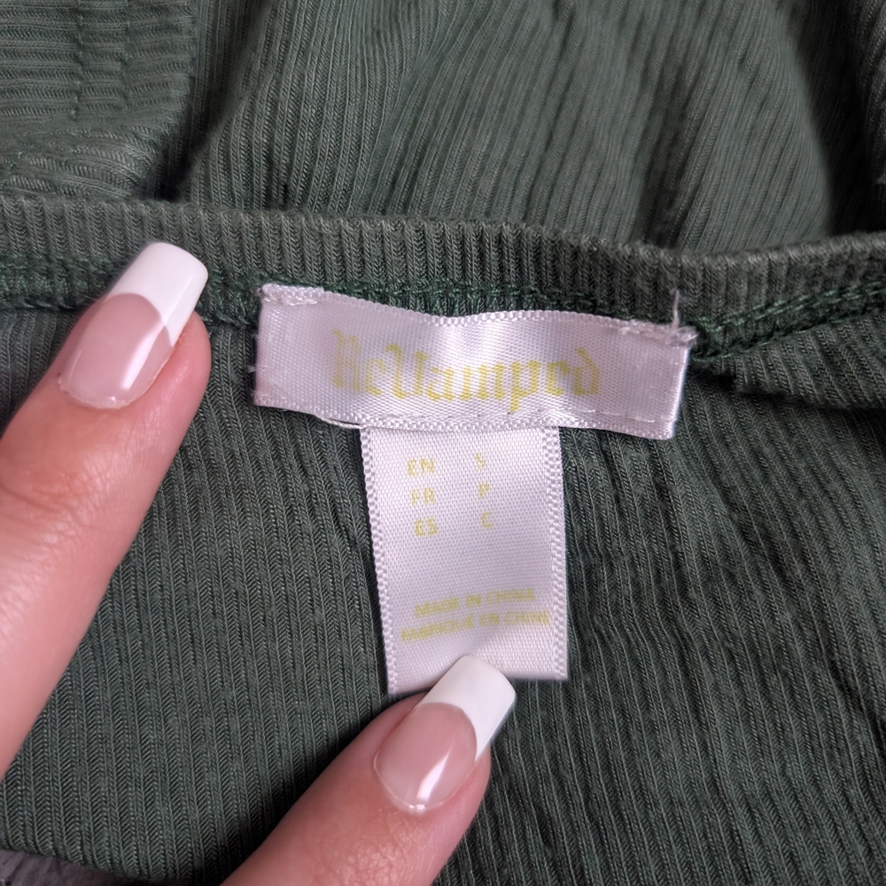 Vamped Olive Ribbed Tee